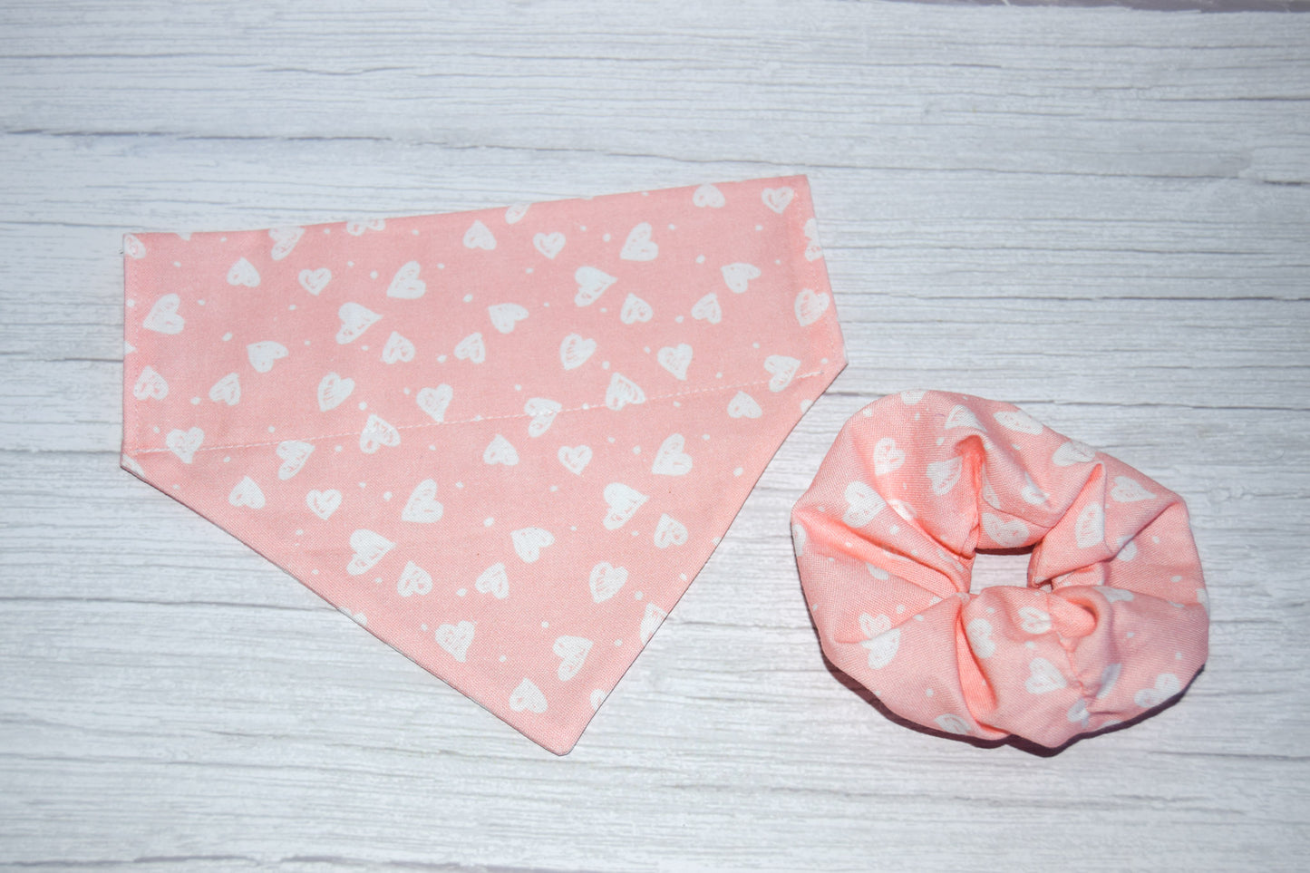 Pink Confetti Hearts Handmade Hair Scrunchie