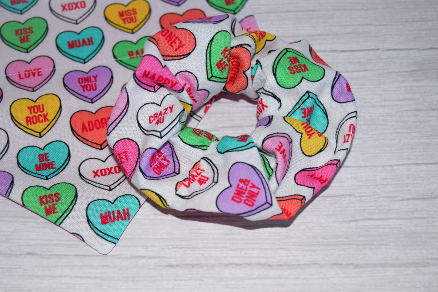 Love Hearts Handmade Hair Scrunchie