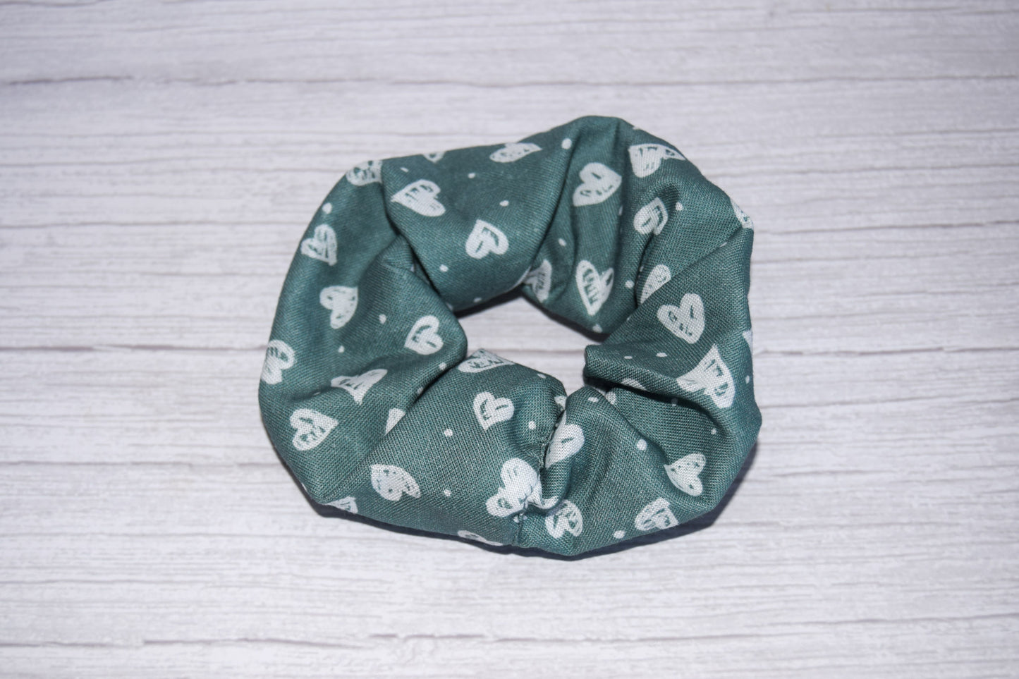 Teal Confetti Hearts Handmade Hair Scrunchie