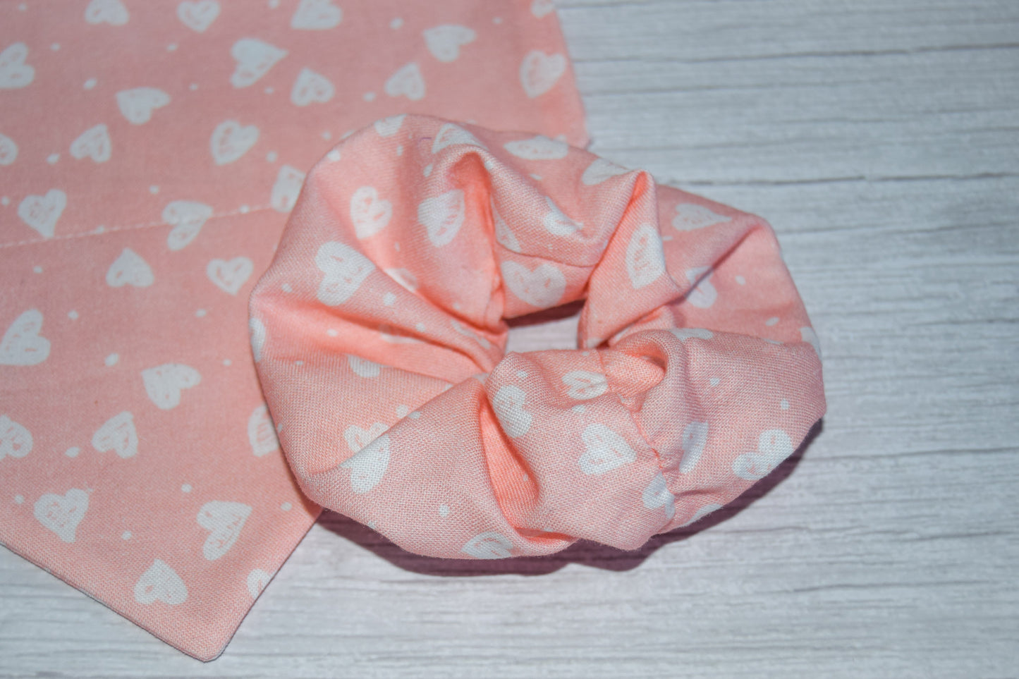 Pink Confetti Hearts Handmade Hair Scrunchie