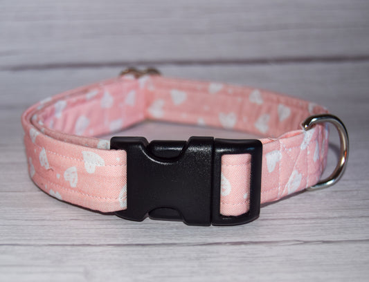 Pink Confetti Hearts Handmade Dog Collar