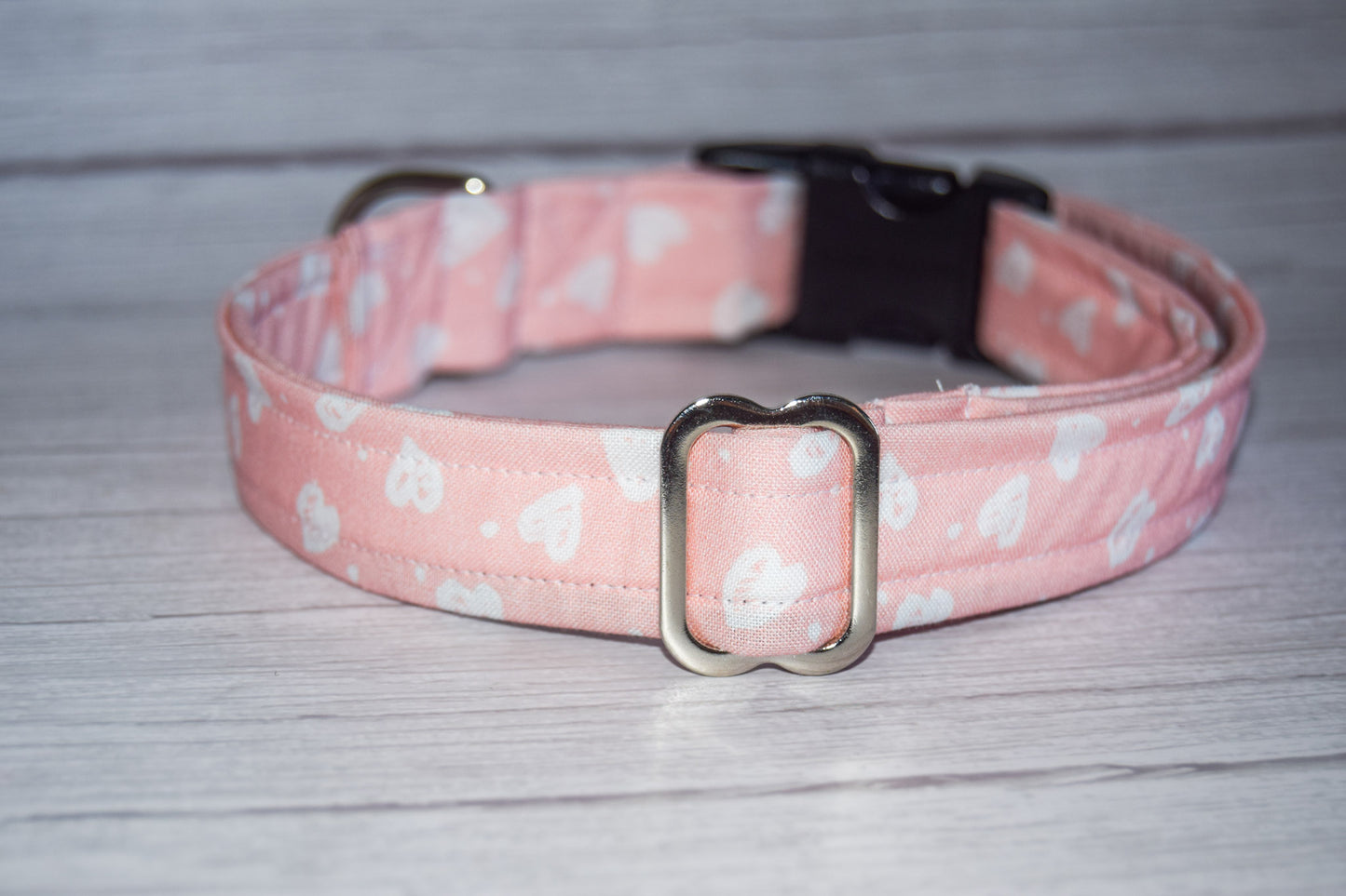 Pink Confetti Hearts Handmade Dog Collar