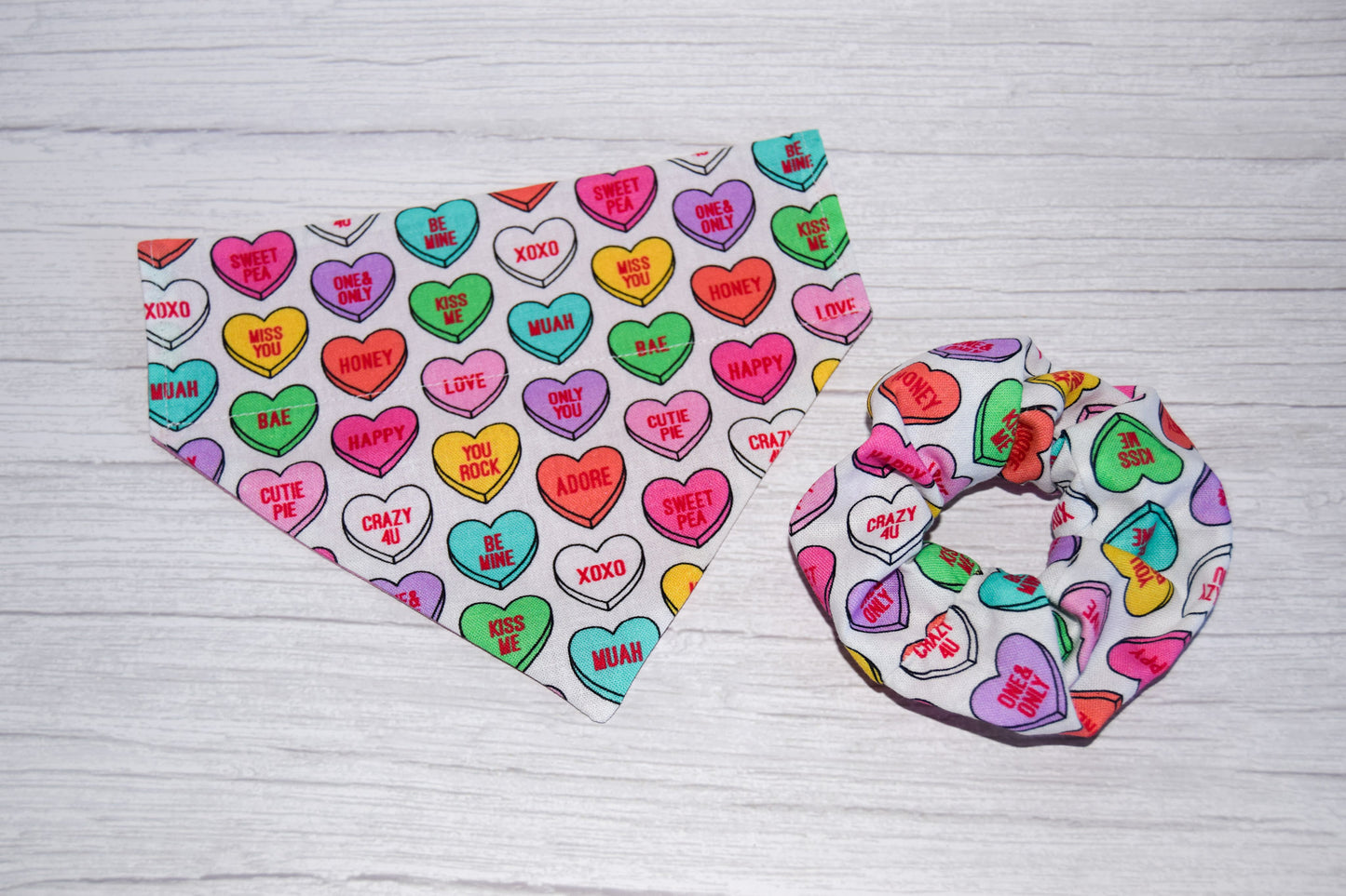 Love Hearts Handmade Hair Scrunchie